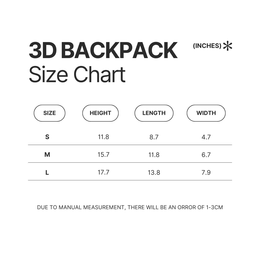 3D Backpack Size Chart - Sakamoto Days Merch