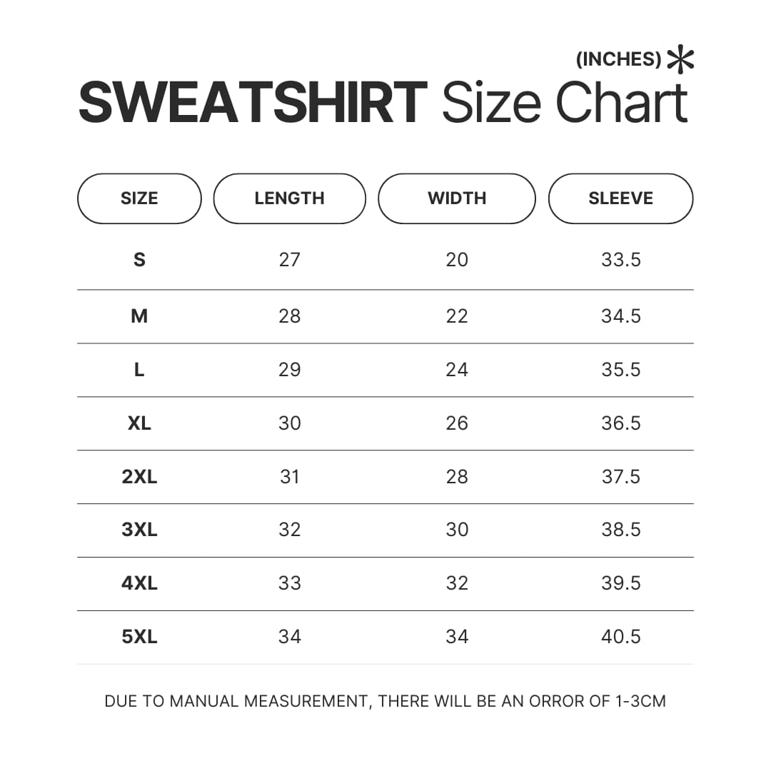 Sweatshirt Size Chart - Sakamoto Days Merch