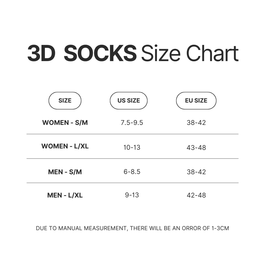 3D Socks Size Chart - Sakamoto Days Merch