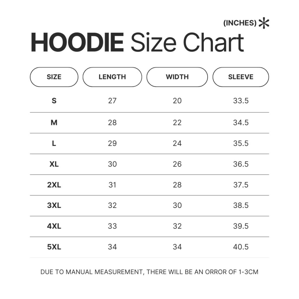 Hoodie Size Chart - Sakamoto Days Merch